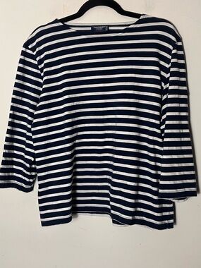 Saint James L’Atelier Striped Knit Cotton Mariners Breton Shirt 
FR 48 US 16